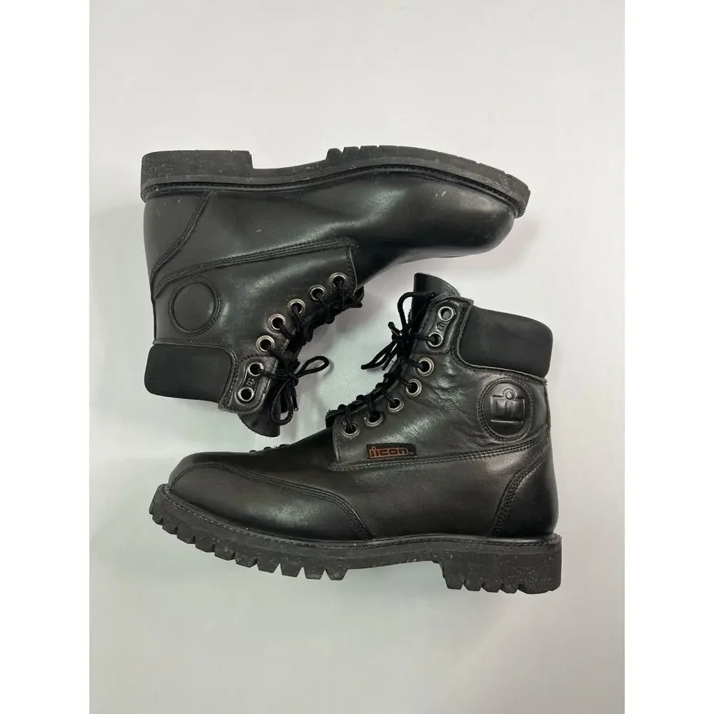 Icon Standard Motorcycle Black Leather Boots Men’s Size 10